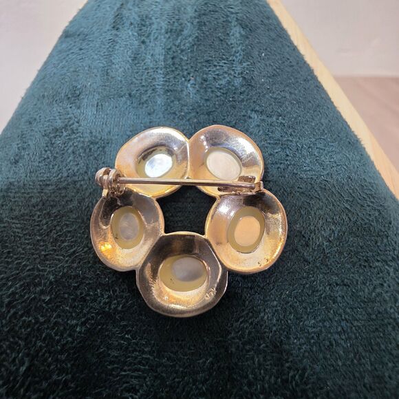 Vintage Sterling Silver Mother Of Pearl Flower - Picture 4 of 11